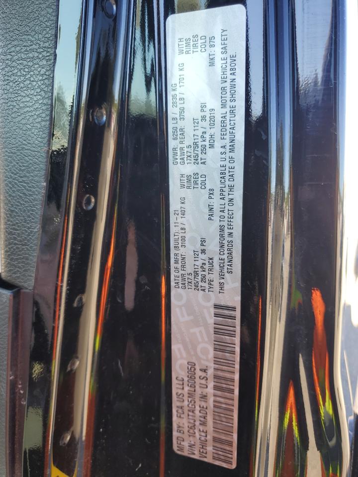 2021 Jeep Gladiator VIN 1C6JJTAG5ML606050 Copart auction photo, front end damage thumbnail 12