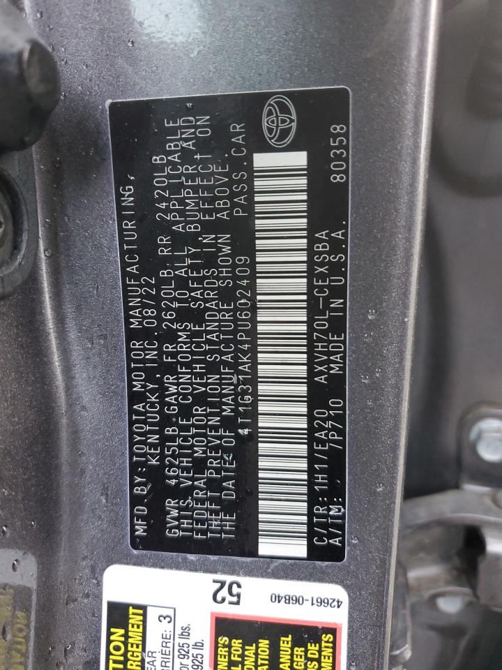 2023 Toyota Camry VIN 4T1G31AK4PU602409 Copart auction photo, front end / vandalism damage thumbnail 13