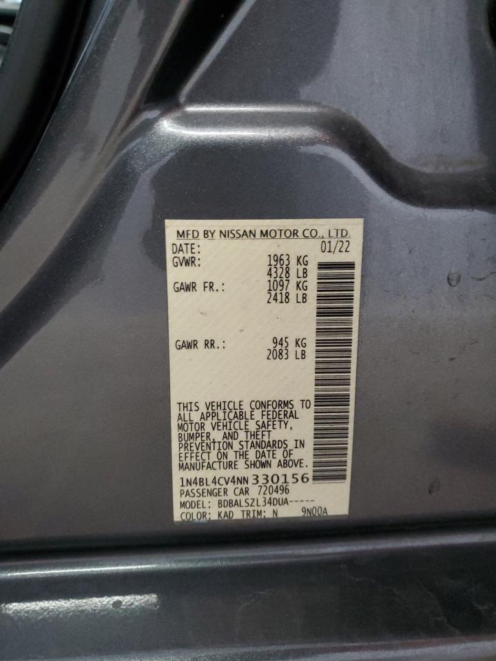 2022 Nissan Altima VIN 1N4BL4CV4NN330156 Copart auction photo, side / minor dent/scratches damage thumbnail 12