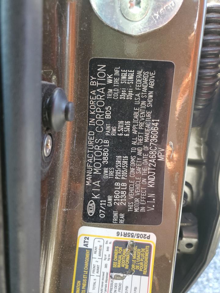 2012 KIA Soul VIN KNDJT2A68C7360641 Copart auction photo, front end damage thumbnail 15