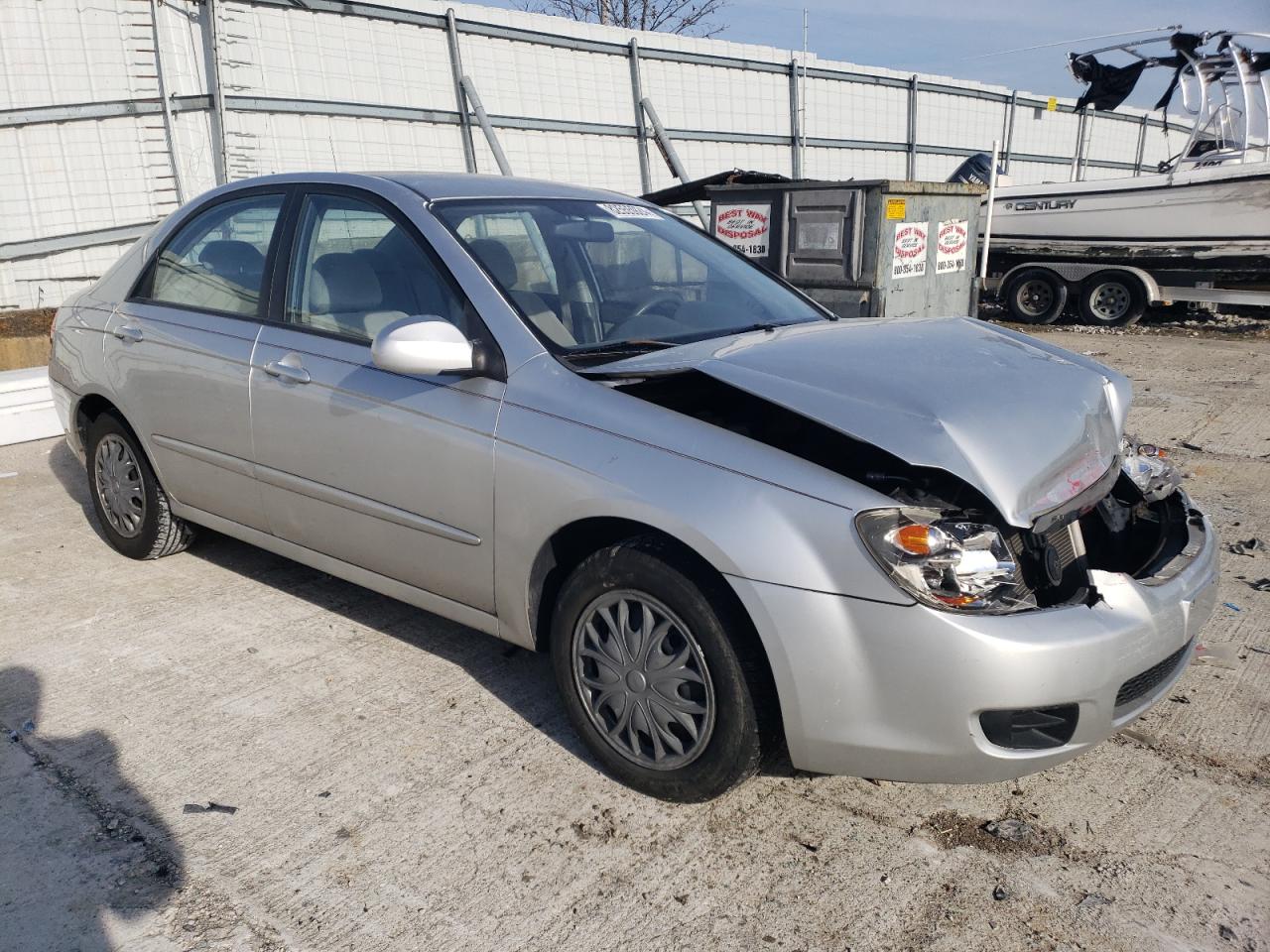 2009 KIA Spectra VIN KNAFE221895659552 Copart auction photo, all over damage thumbnail 4