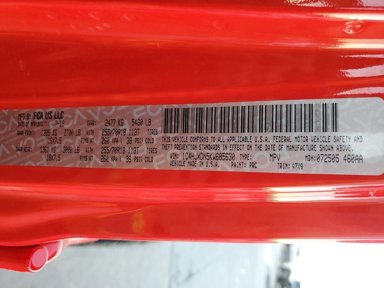 2019 Jeep Wrangler VIN 1C4HJXDN5KW685630 Copart auction photo, undercarriage / side damage thumbnail 13