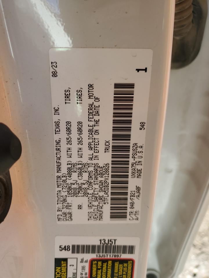 2023 Toyota Tundra VIN 5TFLA5DB2PX128826 Copart auction photo, rollover damage thumbnail 12
