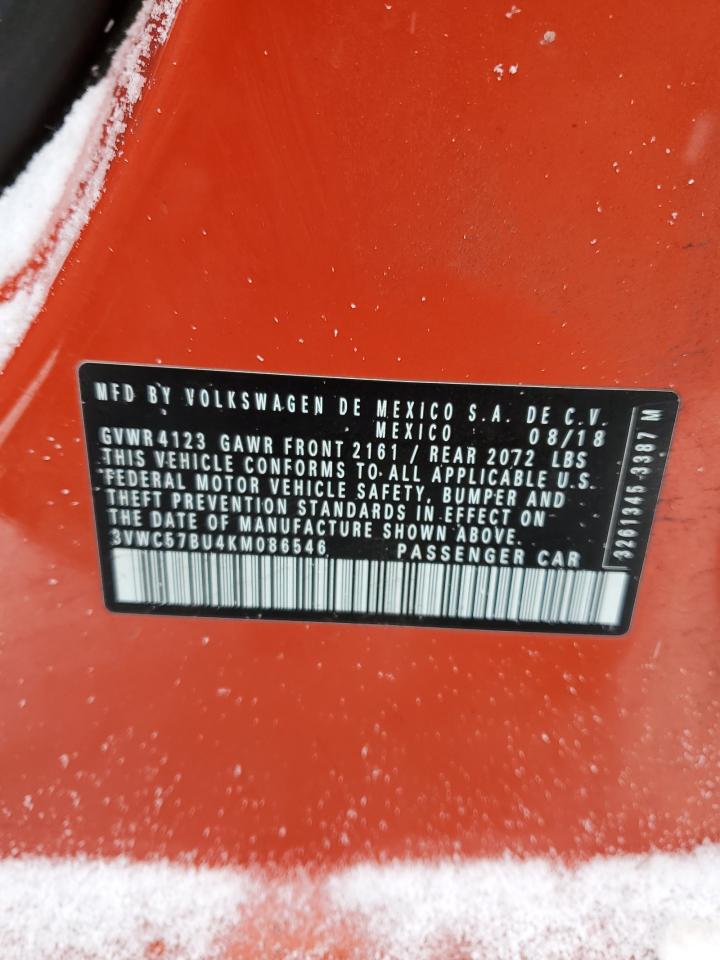 2019 Volkswagen Jetta VIN 3VWC57BU4KM086546 Copart auction photo, front end / rear end damage thumbnail 13