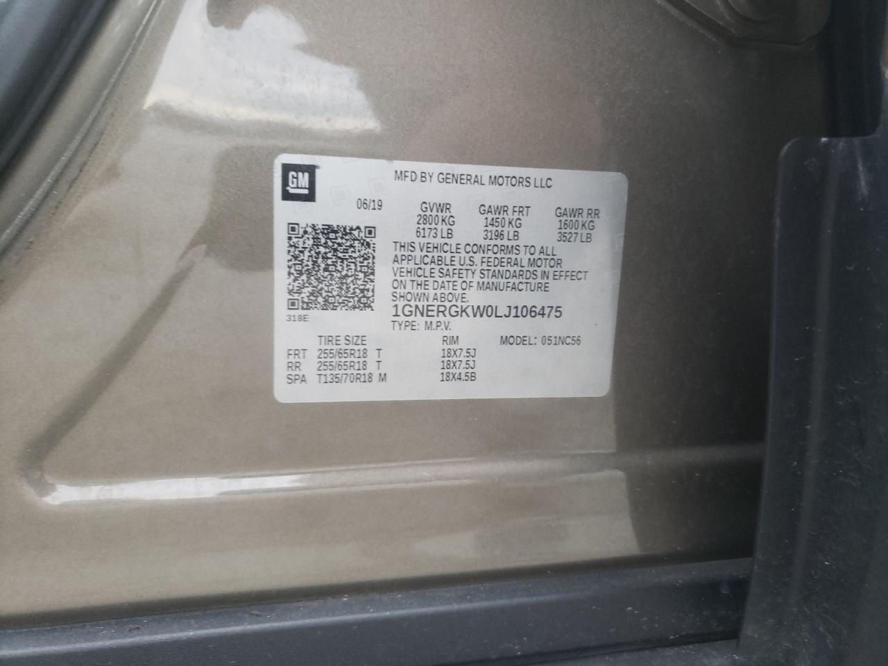 2020 Chevrolet Traverse VIN 1GNERGKW0LJ106475 Copart auction photo, front end damage thumbnail 14