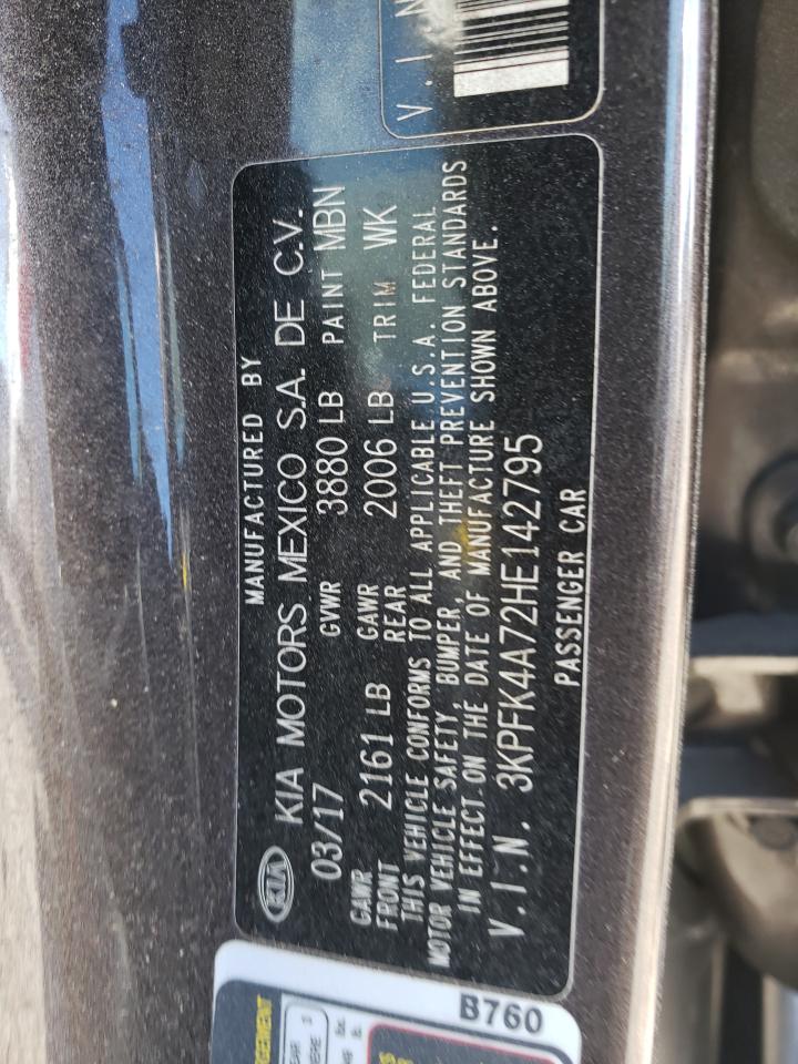 2017 KIA Forte VIN 3KPFK4A72HE142795 Copart auction photo, front end / undercarriage damage thumbnail 13