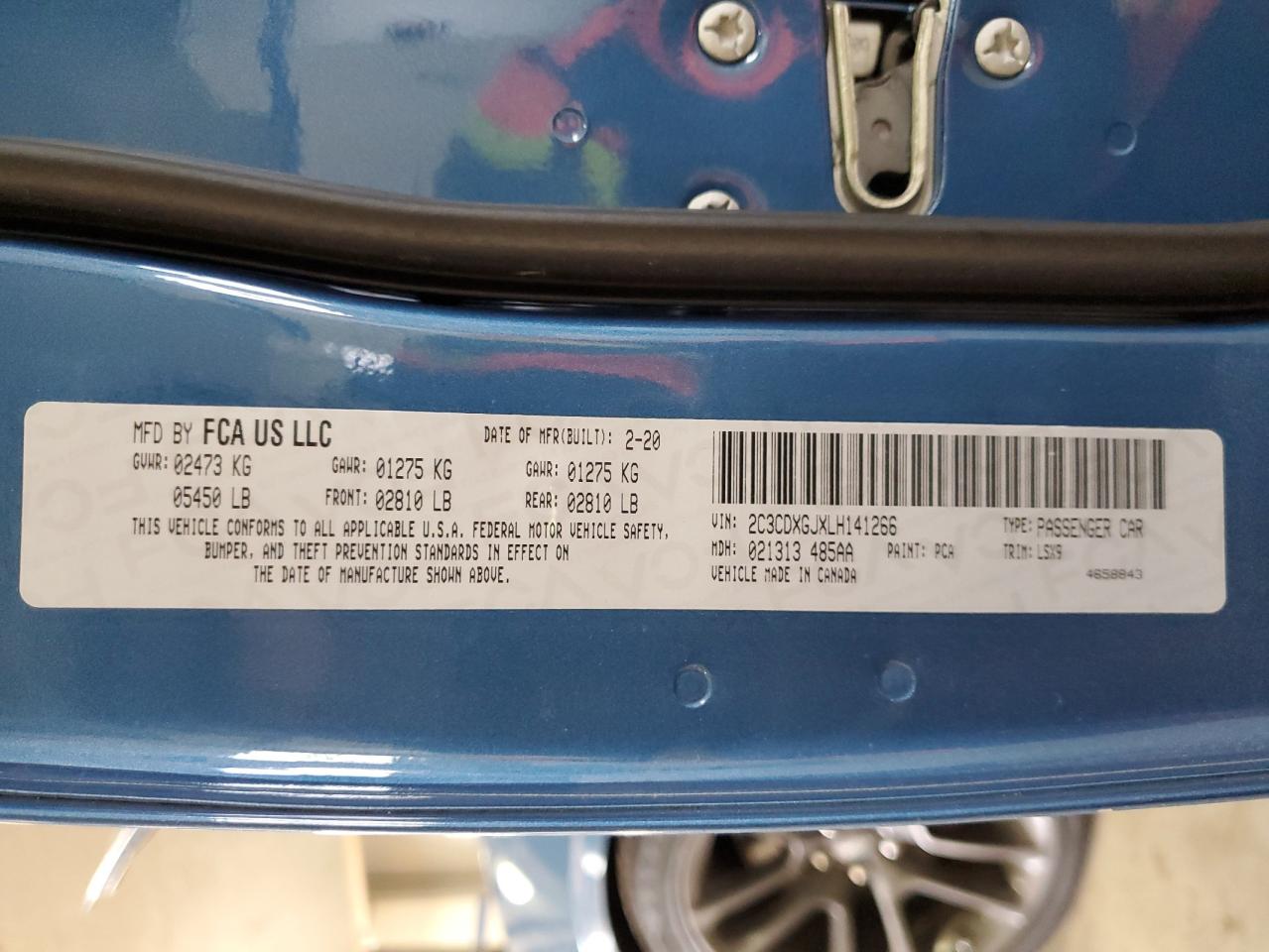 2020 Dodge Charger VIN 2C3CDXGJXLH141266 Copart auction photo, rear end damage thumbnail 12