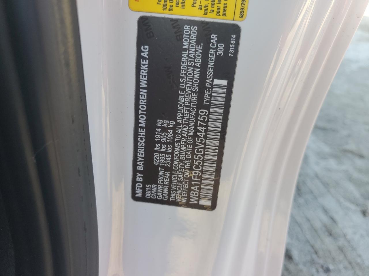 2016 BMW 2er VIN WBA1F9C55GV544759 Copart auction photo, front end damage thumbnail 15