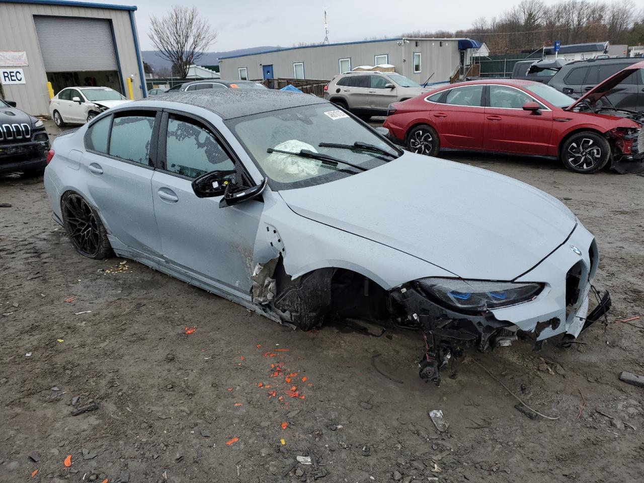 2023 BMW M3 VIN WBS43AY02PFP75791 Copart auction photo, front end / side damage thumbnail 4