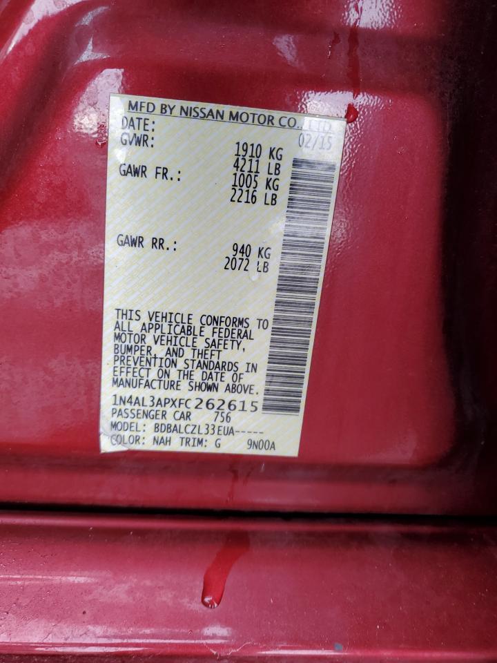 2015 Nissan Altima VIN 1N4AL3APXFC262615 Copart auction photo, front end / undercarriage damage thumbnail 12