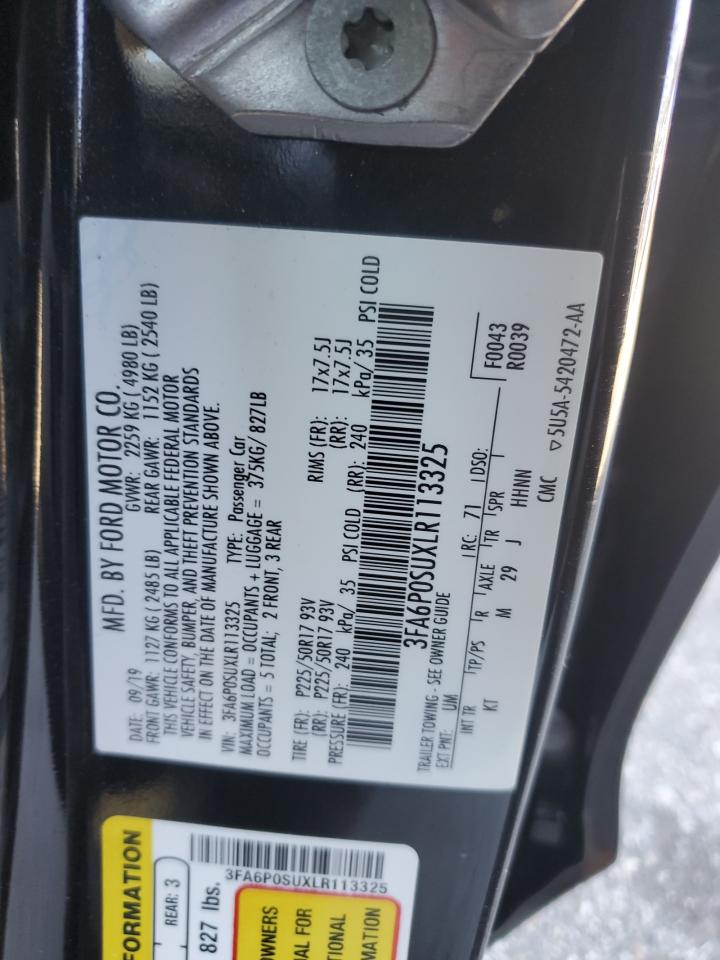 2020 Ford Fusion VIN 3FA6P0SUXLR113325 Copart auction photo, front end damage thumbnail 12