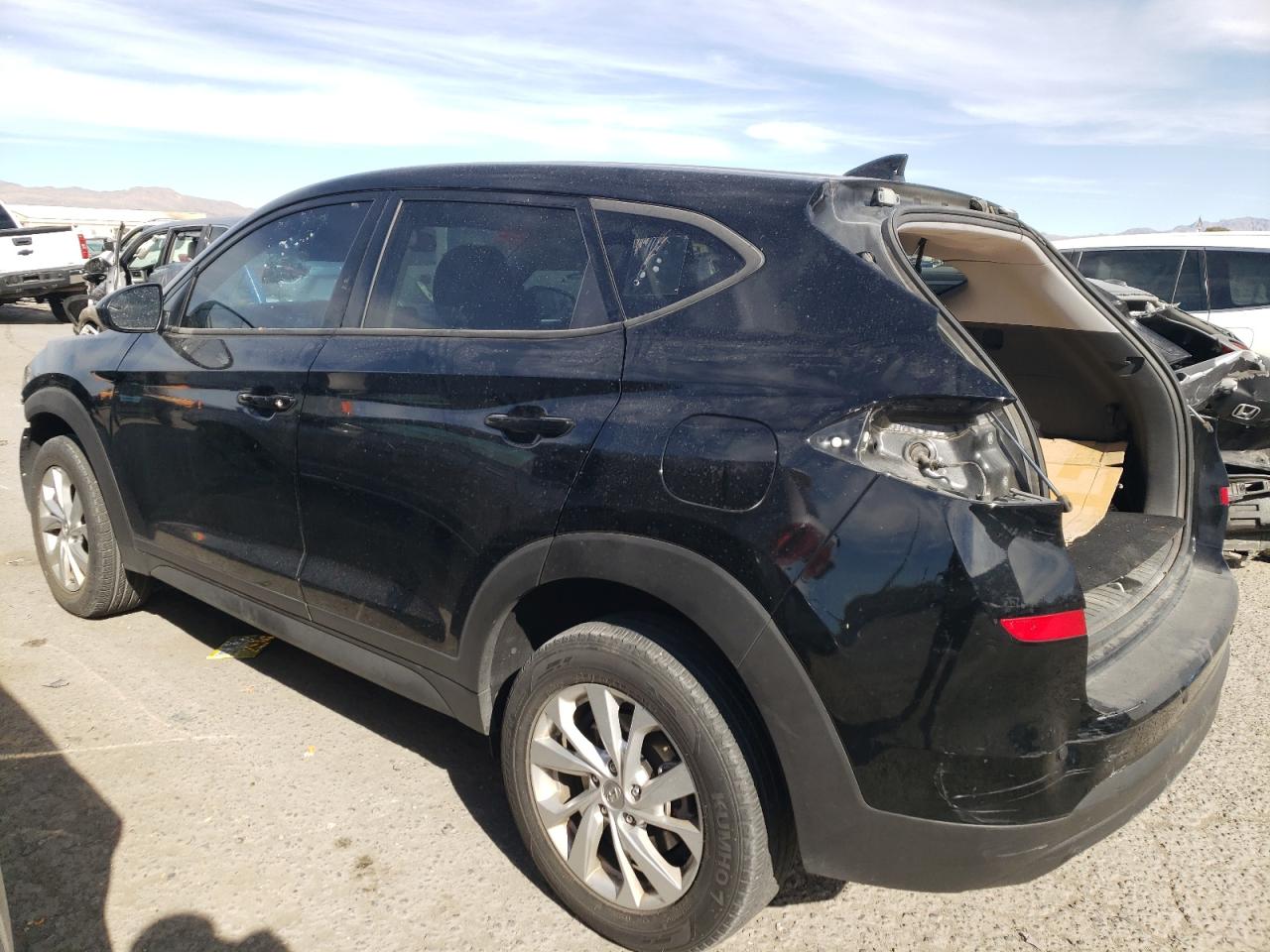 2021 Hyundai Tucson VIN KM8J23A49MU313818 Copart auction photo, rear end / vandalism damage thumbnail 2