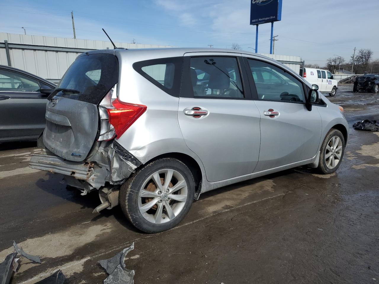 2014 Nissan Versa VIN 3N1CE2CP0EL351801 Copart auction photo, rear end damage thumbnail 3