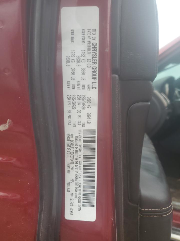 2014 Jeep Grand Cherokee VIN 1C4RJFJT3EC371451 Copart auction photo, normal wear damage thumbnail 12
