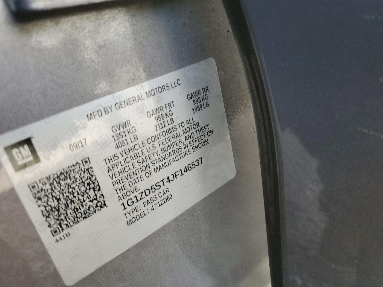 2018 Chevrolet Malibu VIN 1G1ZD5ST4JF146537 Copart auction photo, front end damage thumbnail 14