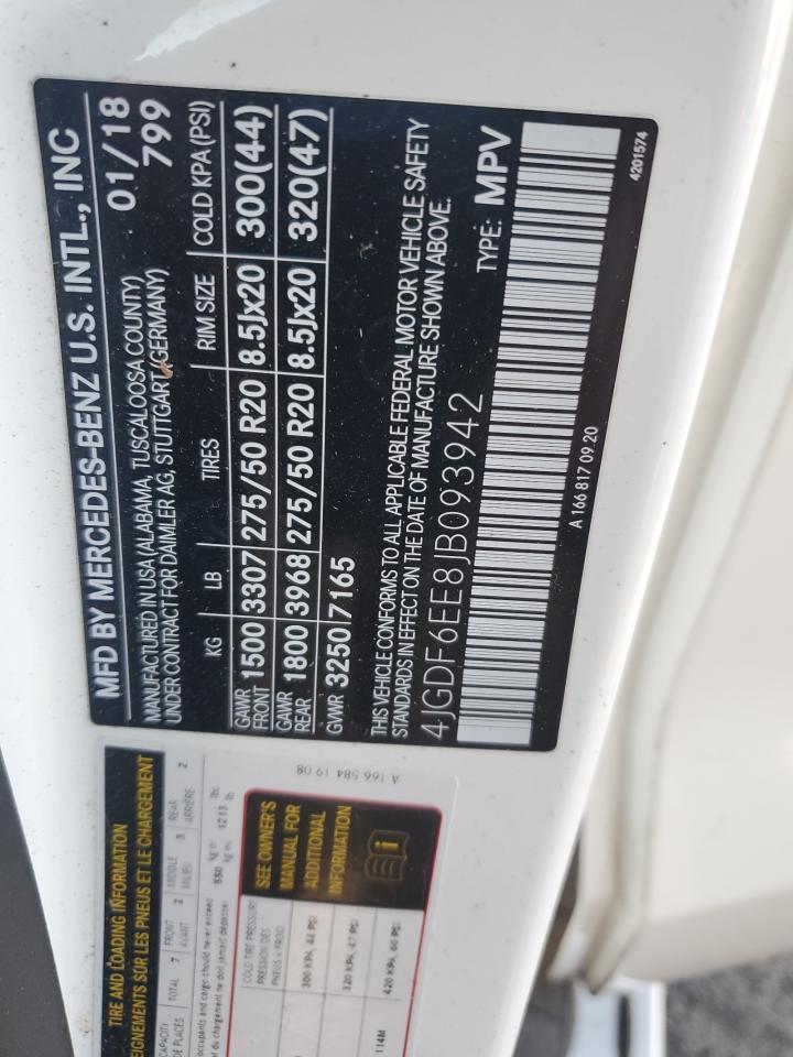 2018 Mercedes-Benz GLS-klasse VIN 4JGDF6EE8JB093942 Copart auction photo, front end damage thumbnail 13