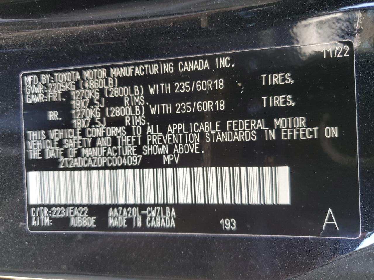 2023 Lexus NX VIN 2T2ADCAZ0PC004097 Copart auction photo, front end / side damage thumbnail 14