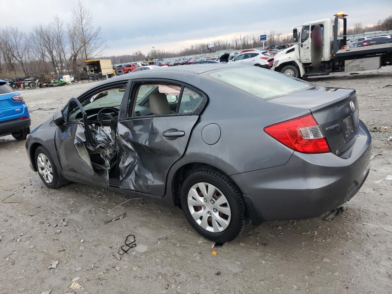 2012 Honda Civic VIN 19XFB2F53CE006566 Copart auction photo, side damage thumbnail 2