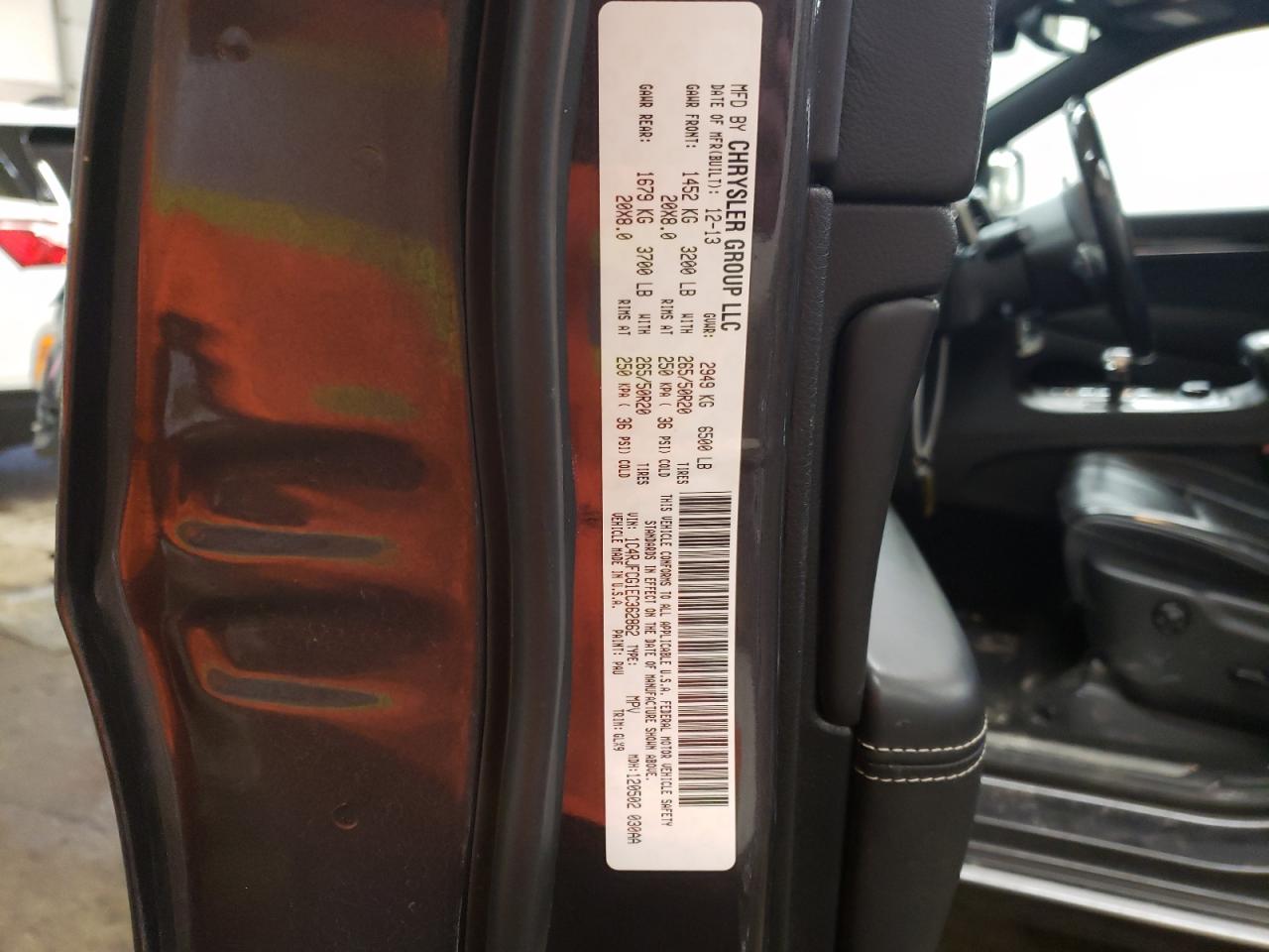 2014 Jeep Grand Cherokee VIN 1C4RJFCG1EC362862 Copart auction photo, front end damage thumbnail 12