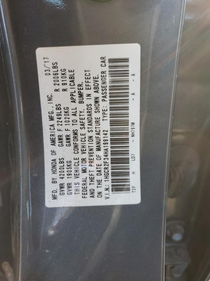 2017 Honda Accord VIN 1HGCR2F34HA199142 Copart auction photo, rear end damage thumbnail 14