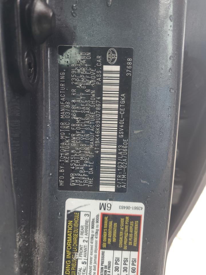 2009 Toyota Camry VIN 4T1BK46K69U078674 Copart auction photo, front end damage thumbnail 12