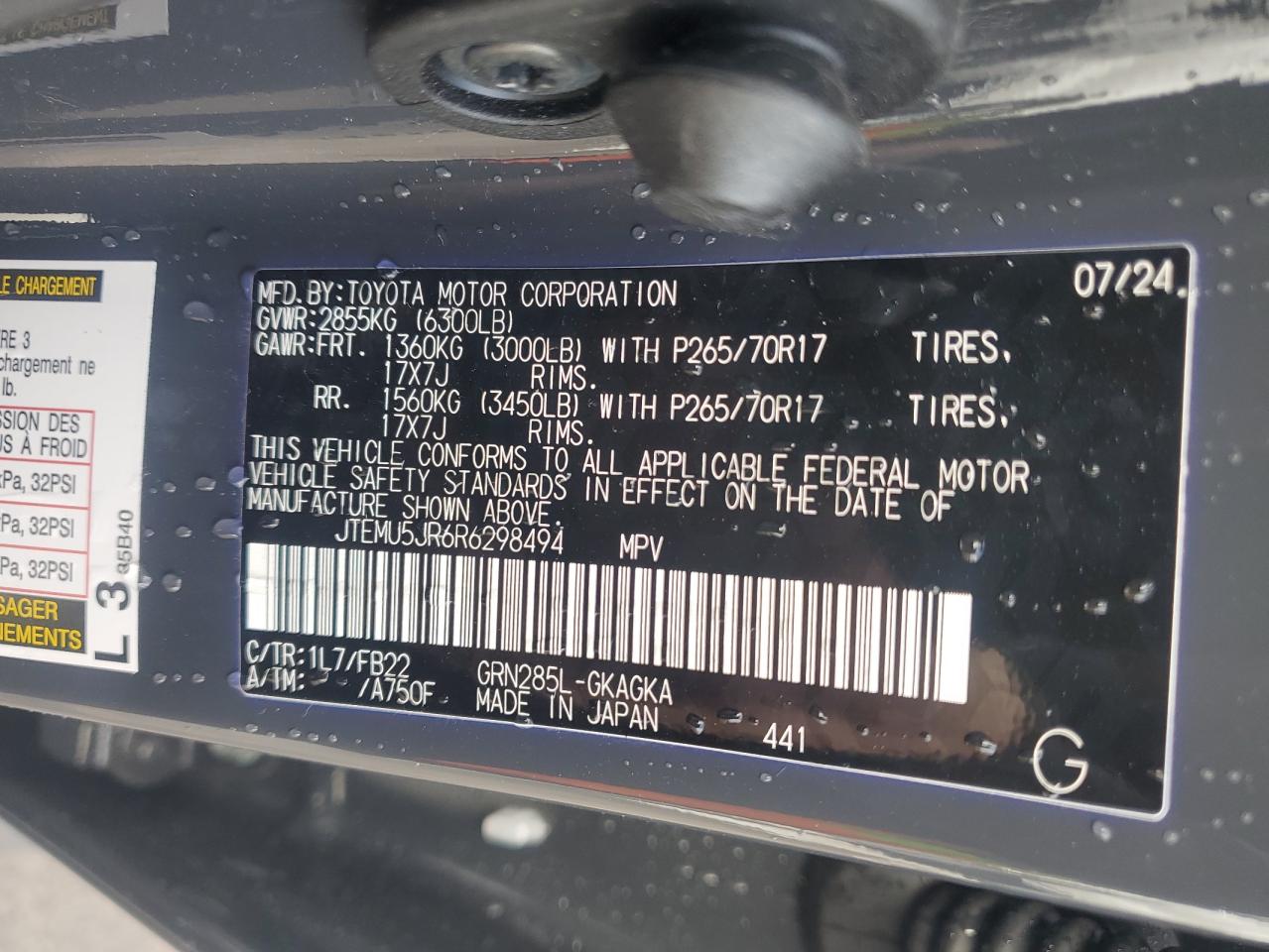 2024 Toyota 4Runner VIN JTEMU5JR6R6298494 Copart auction photo, front end damage thumbnail 13