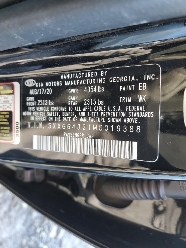 2021 KIA K5 VIN 5XXG64J21MG019388 Copart auction photo, front end damage thumbnail 12