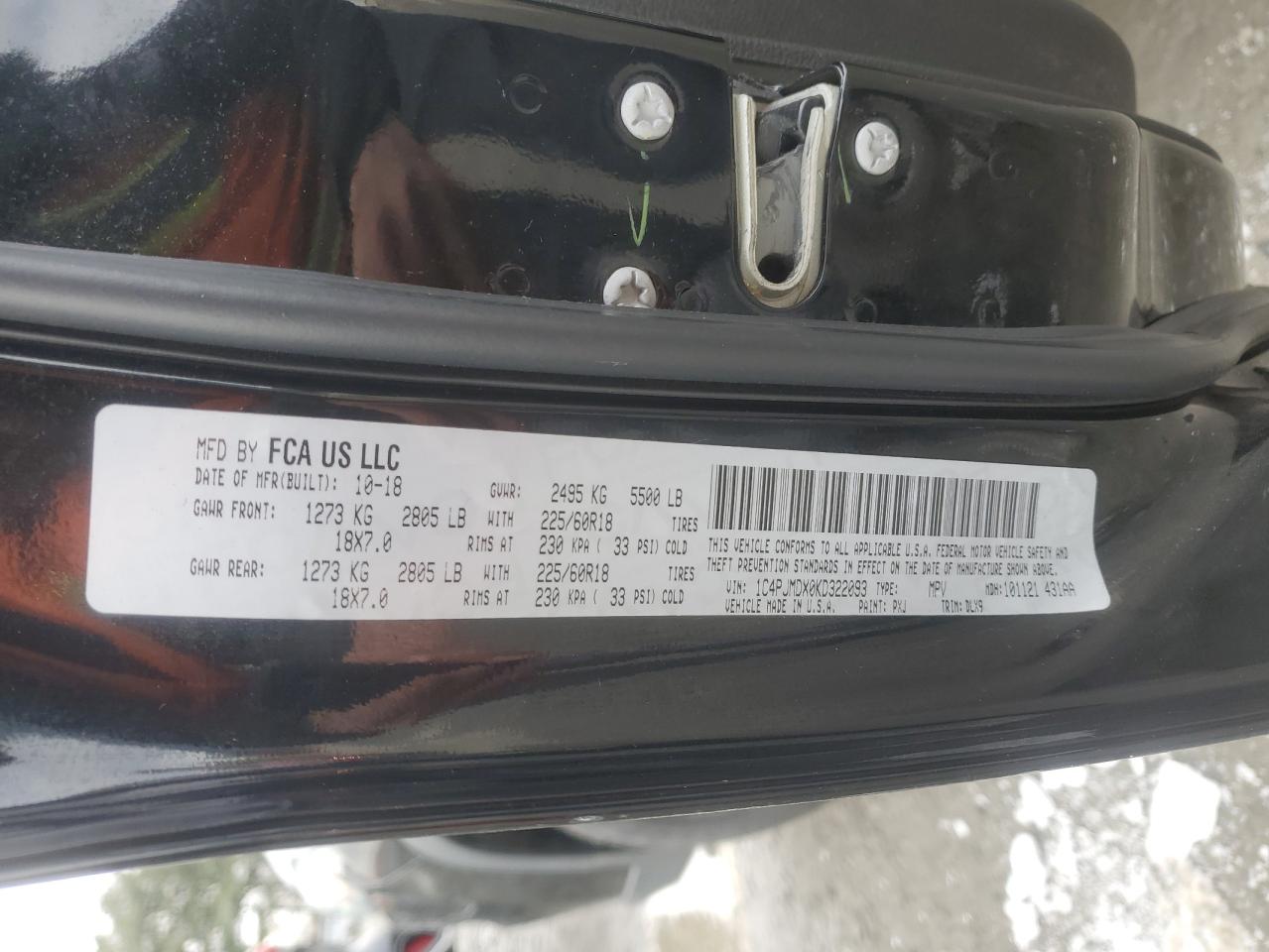 2019 Jeep Grand Cherokee VIN 1C4PJMDX0KD322093 Copart auction photo, all over damage thumbnail 12