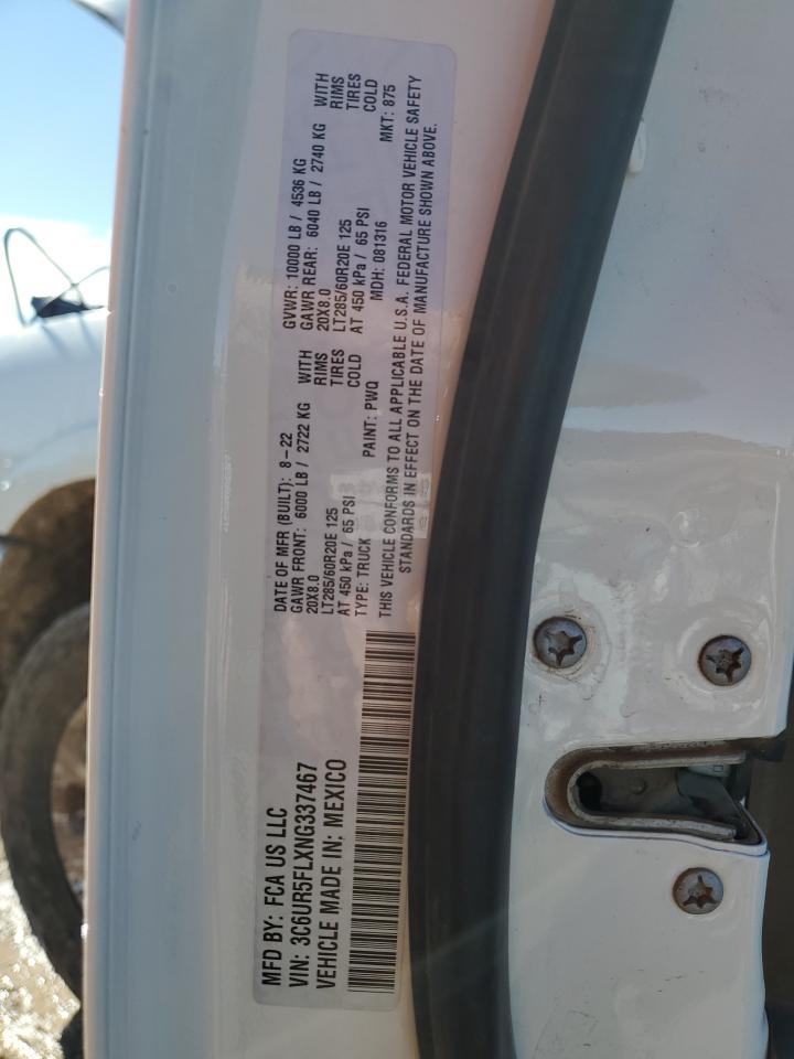 2022 RAM 2500 VIN 3C6UR5FLXNG337467 Copart auction photo, mechanical damage thumbnail 13