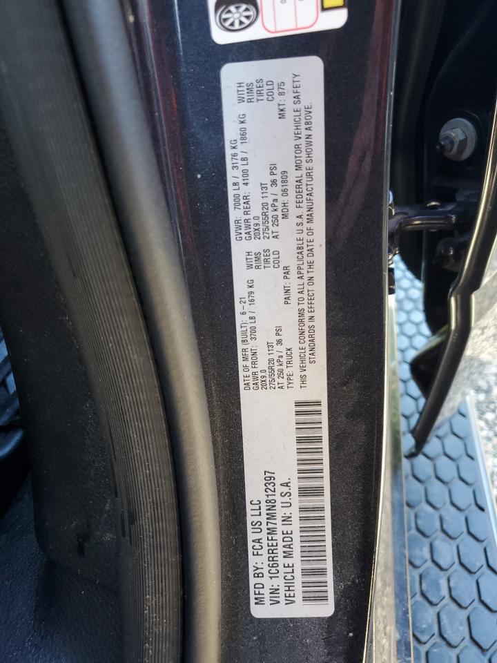 2021 RAM 1500 VIN 1C6RREFM7MN812397 Copart auction photo, water/flood damage thumbnail 13