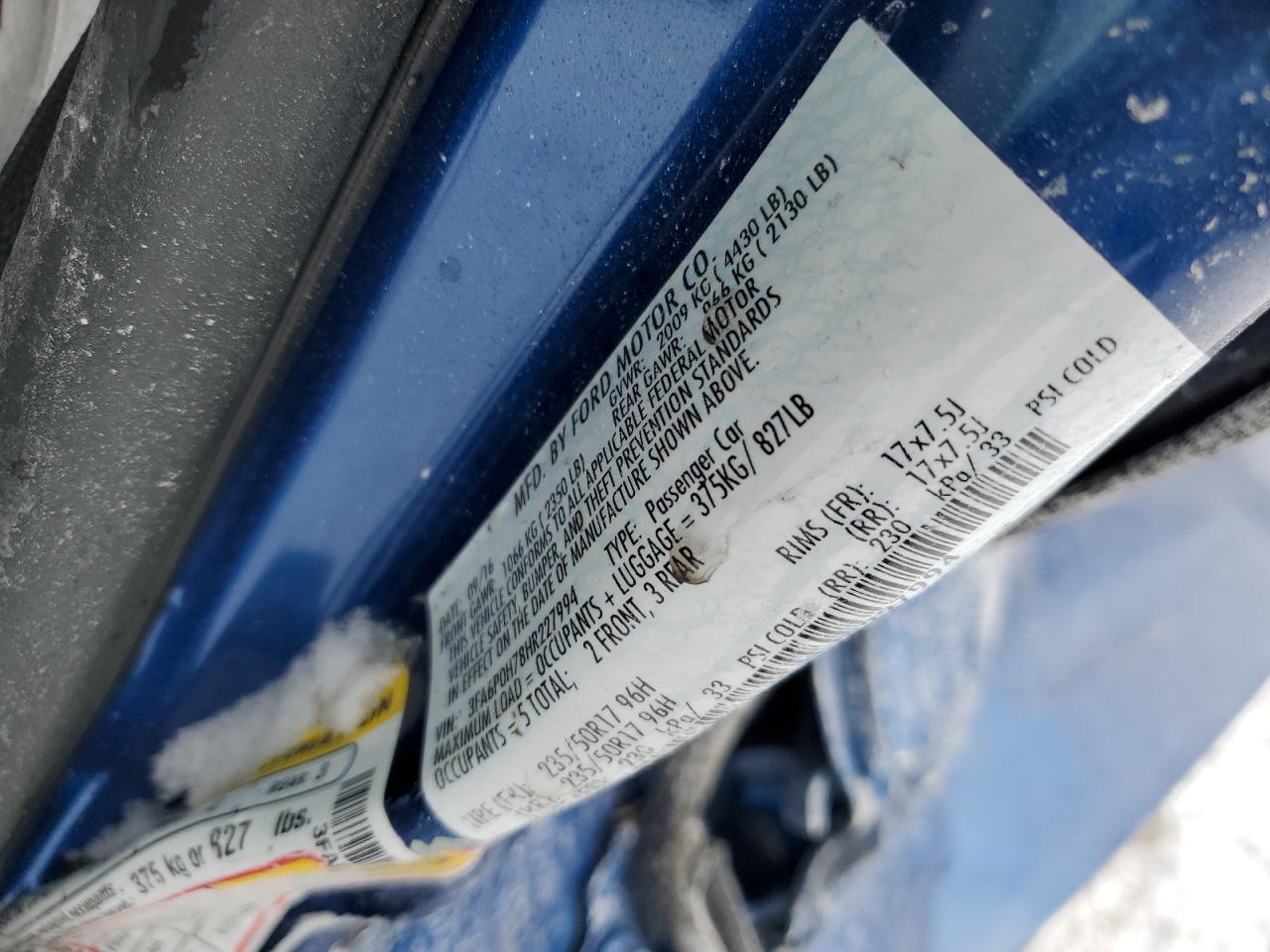 2017 Ford Fusion VIN 3FA6P0H78HR227994 Copart auction photo, side damage thumbnail 13