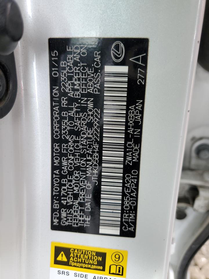 2015 Lexus CT VIN JTHKD5BH4F2229922 Copart auction photo, all over damage thumbnail 13