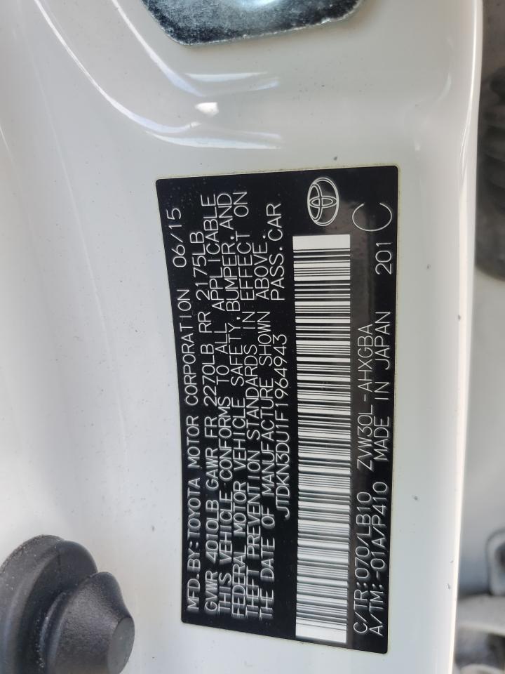 2015 Toyota Prius VIN JTDKN3DU1F1964943 Copart auction photo, minor dent/scratches damage thumbnail 12