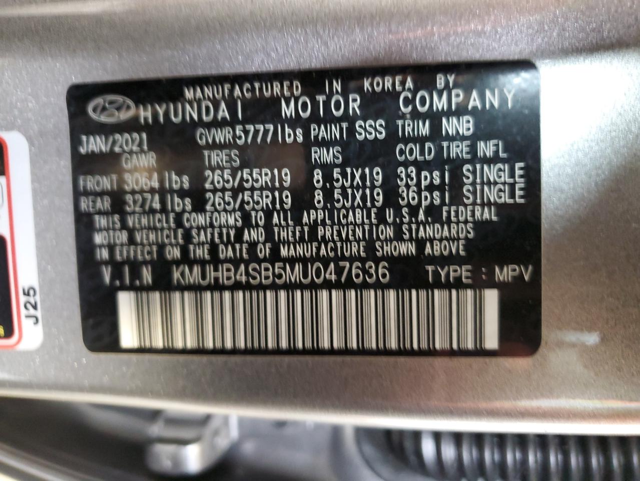 2021 Genesis Gv80 VIN KMUHB4SB5MU047636 Copart auction photo, front end damage thumbnail 13