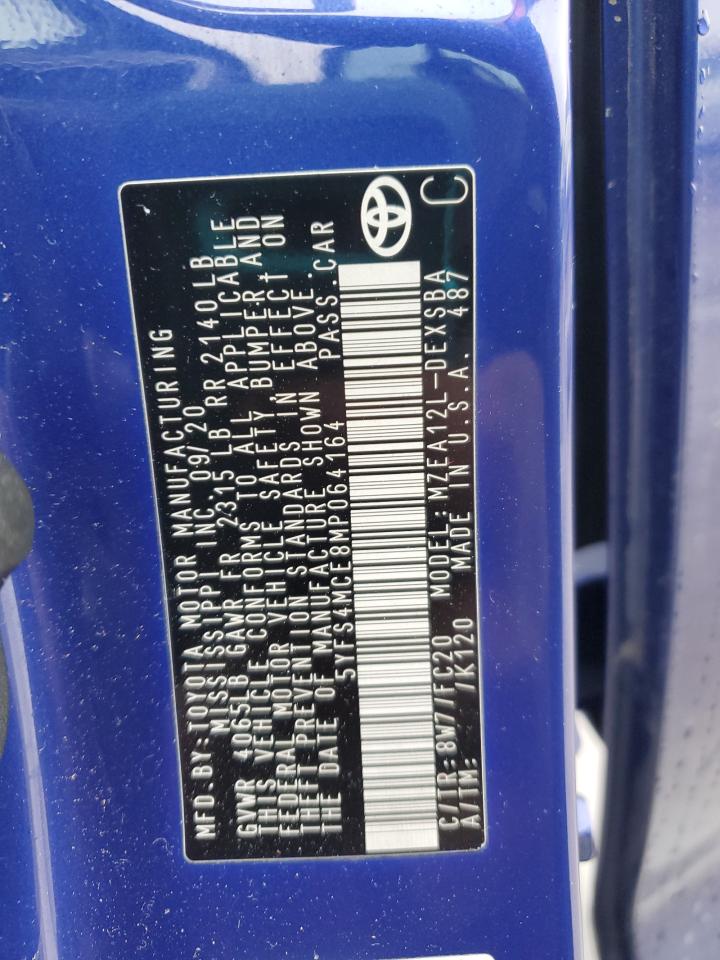 2021 Toyota Corolla VIN 5YFS4MCE8MP064164 Copart auction photo, front end damage thumbnail 12