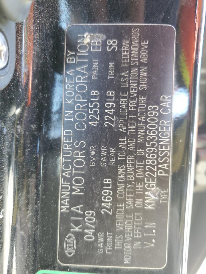 2009 KIA Optima VIN KNAGE228695360093 Copart auction photo, rear end / front end damage thumbnail 12
