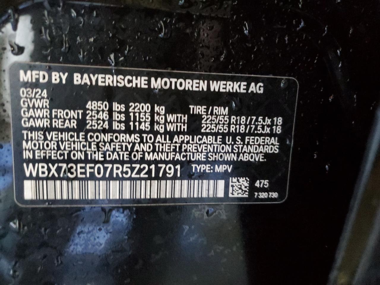 2024 BMW X1 VIN WBX73EF07R5Z21791 Copart auction photo, undercarriage / front end damage thumbnail 13
