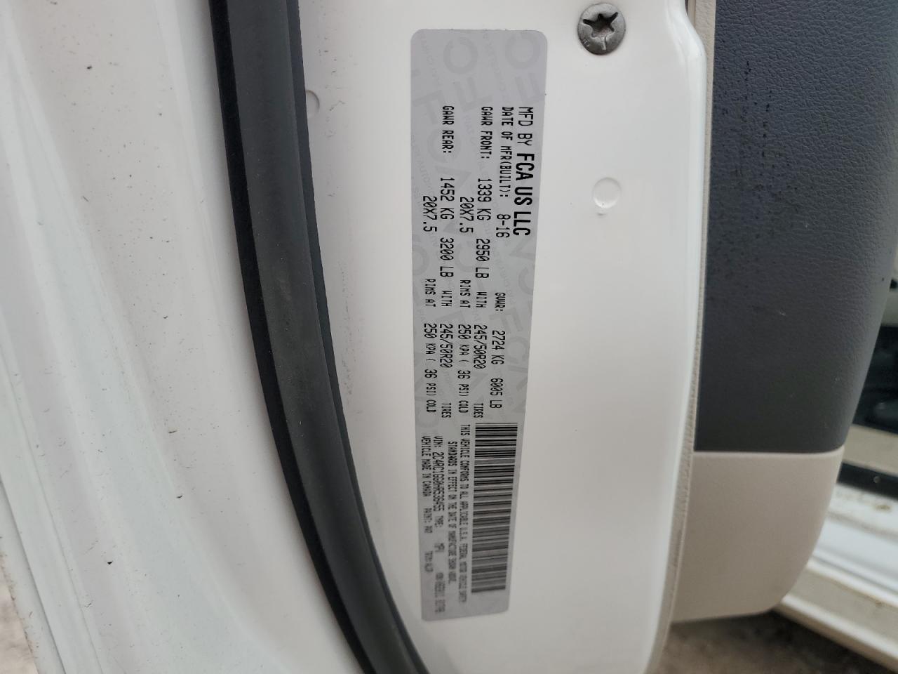 2017 Chrysler Pacifica VIN 2C4RC1GG0HR536455 Copart auction photo, water/flood damage thumbnail 14