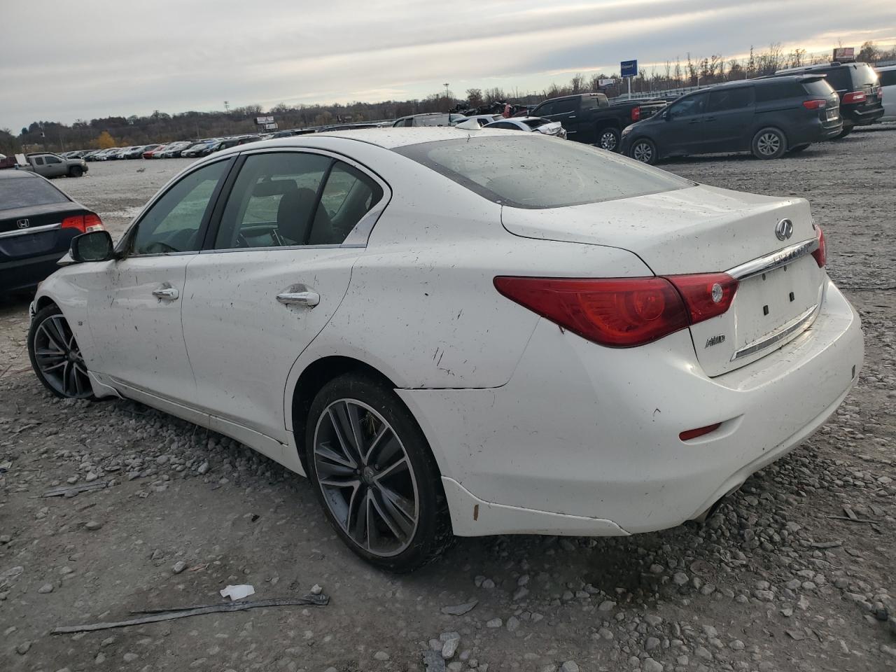 2014 Infiniti Q50 VIN JN1BV7AR2EM695827 Copart auction photo, front end / water/flood damage thumbnail 2