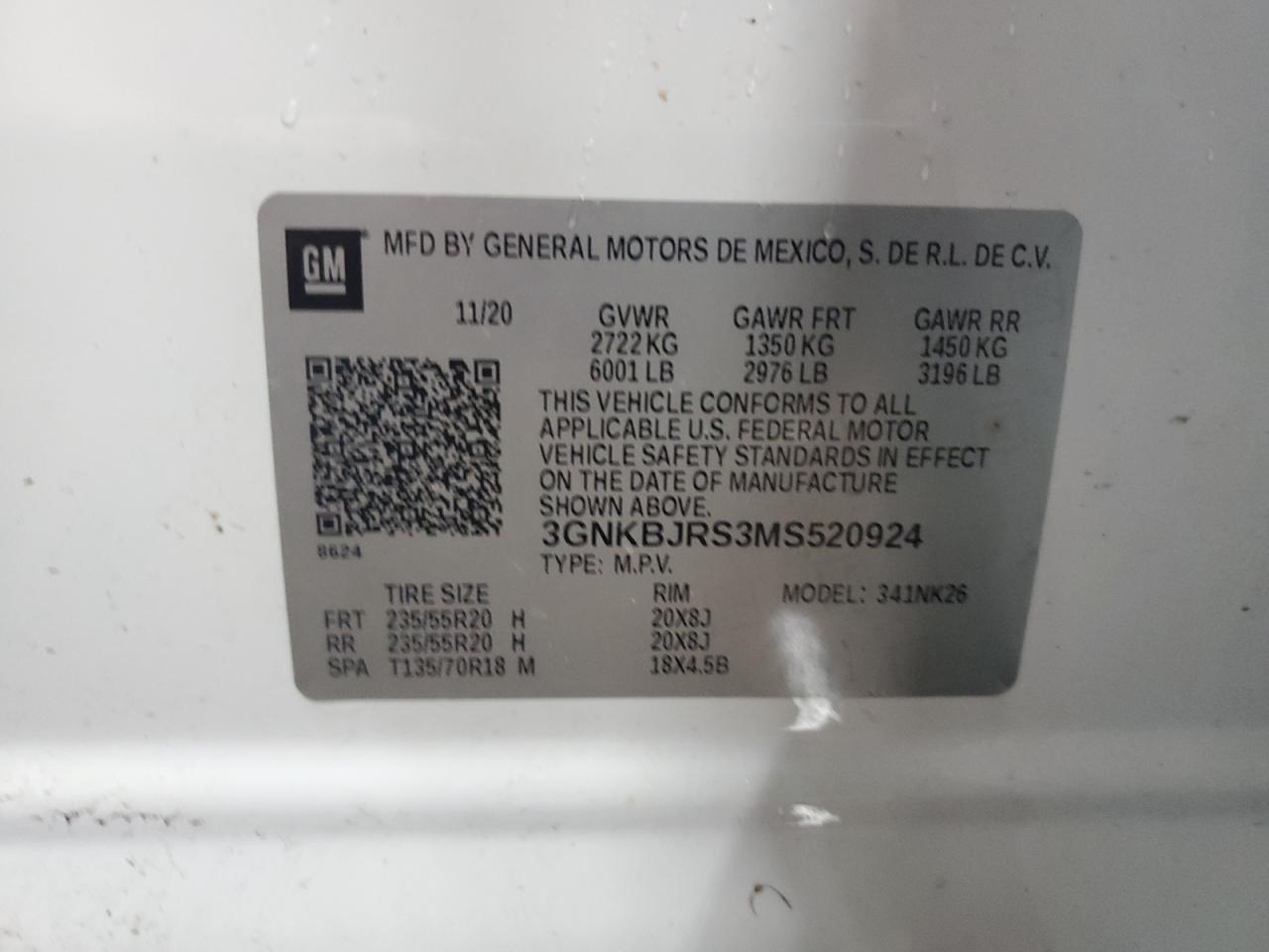 2021 Chevrolet Blazer VIN 3GNKBJRS3MS520924 Copart auction photo, front end / undercarriage damage thumbnail 13