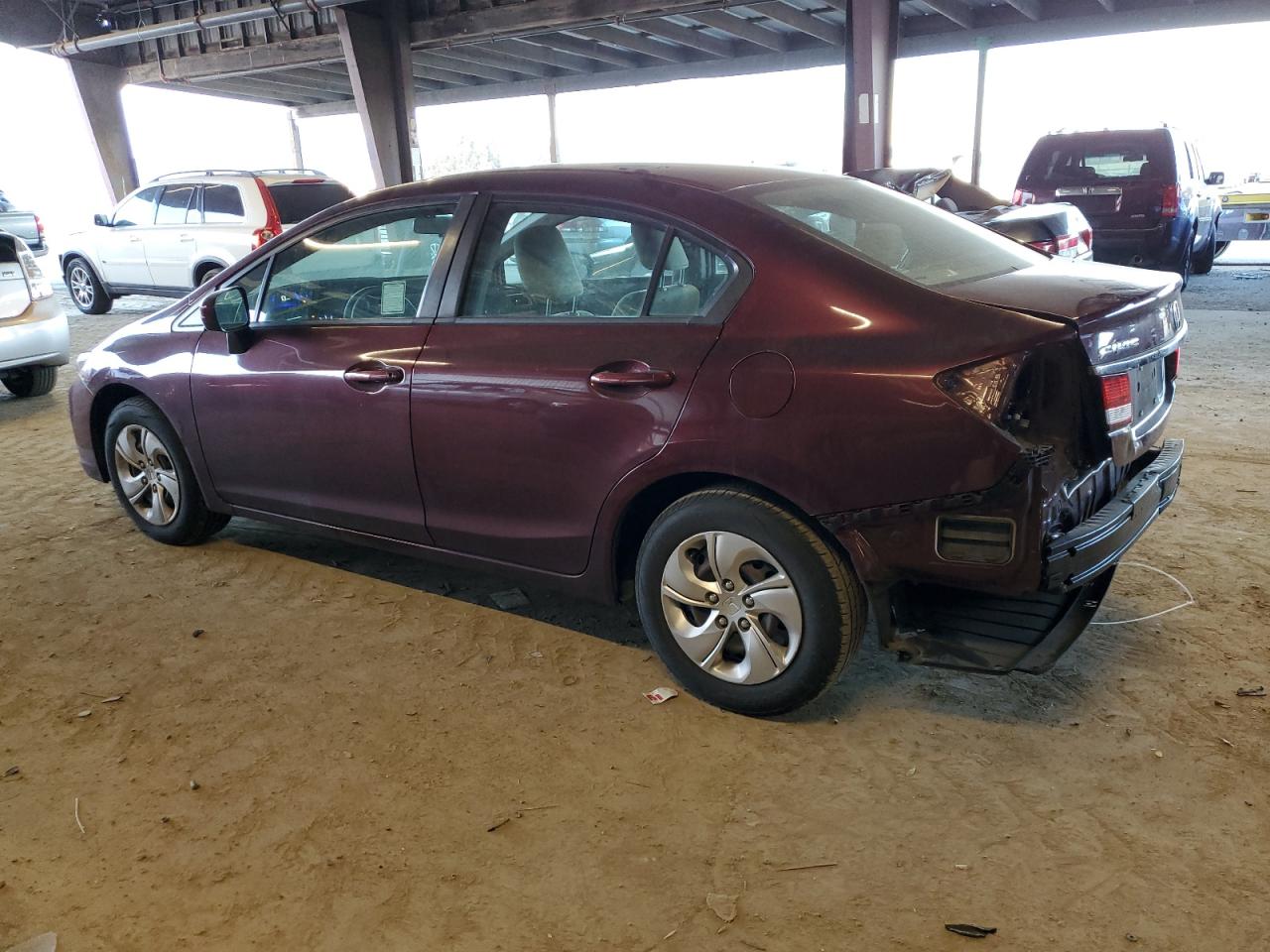 2015 Honda Civic VIN 19XFB2F59FE706502 Copart auction photo, rear end damage thumbnail 2