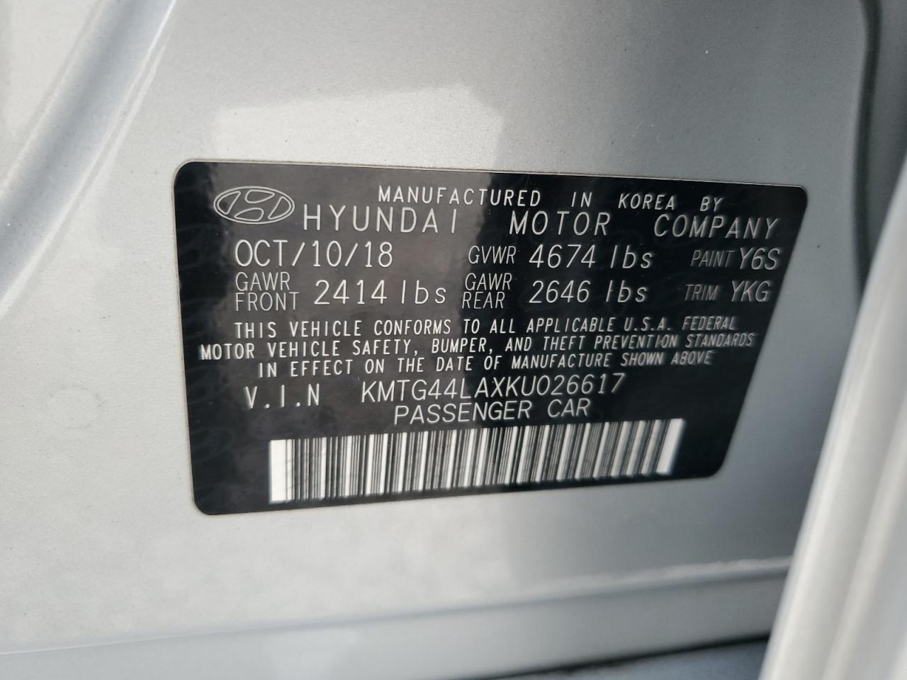 2019 Genesis G70 VIN KMTG44LAXKU026617 Copart auction photo, rear end / side damage thumbnail 13
