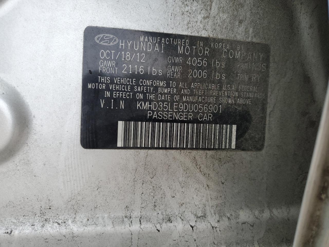 2013 Hyundai Elantra VIN KMHD35LE9DU056901 Copart auction photo, all over damage thumbnail 14
