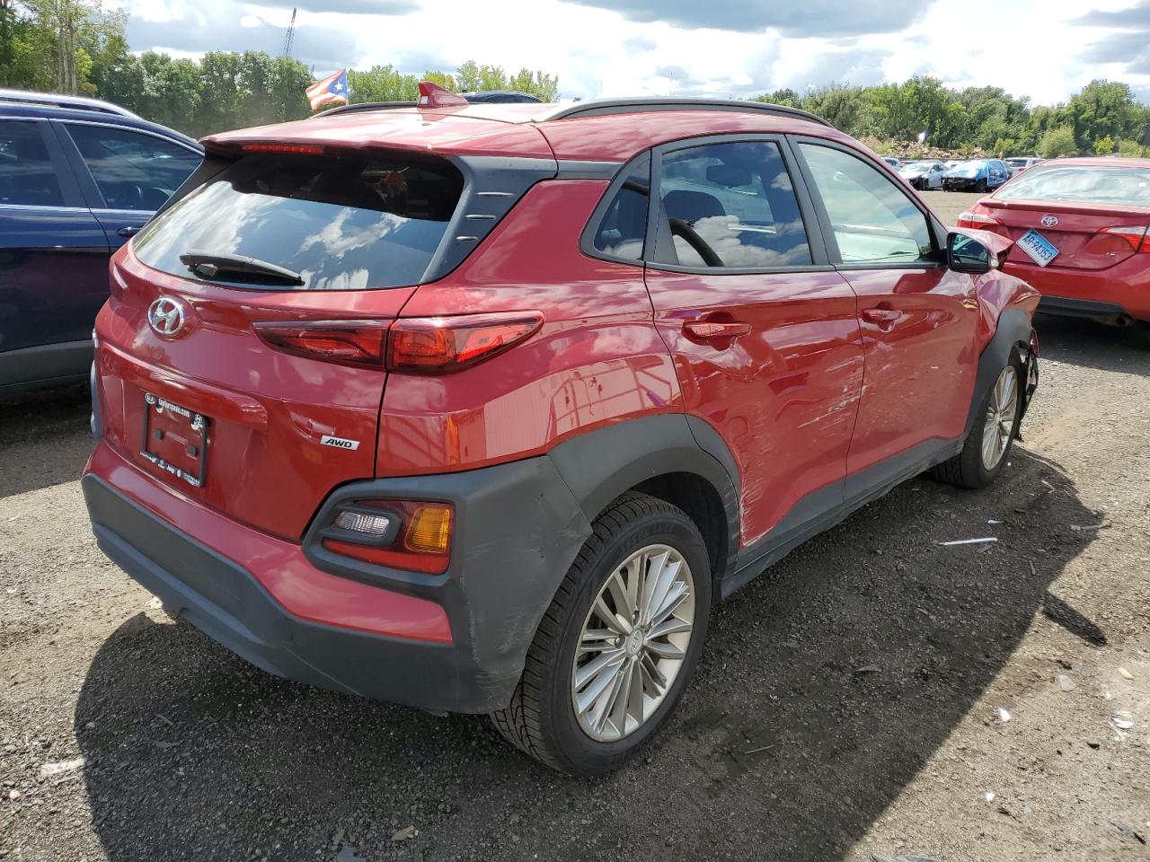 2019 Hyundai Kona VIN KM8K6CAA6KU356427 Copart auction photo, front end damage thumbnail 3