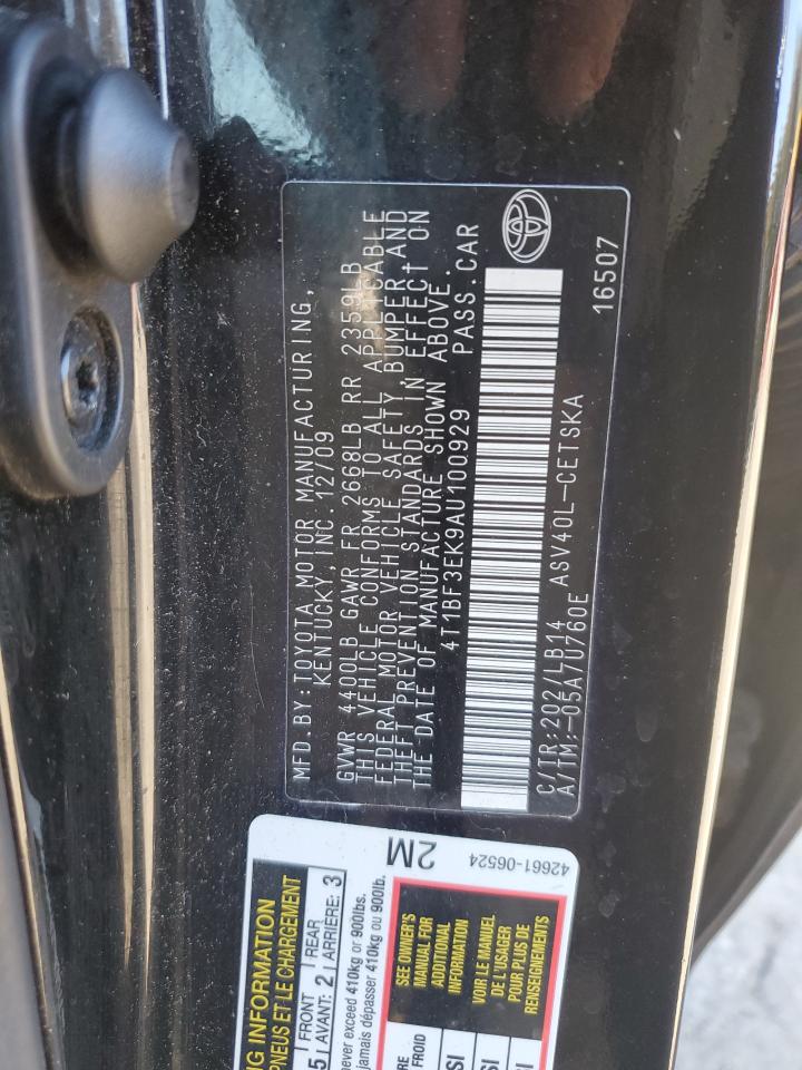 2010 Toyota Camry VIN 4T1BF3EK9AU100929 Copart auction photo, front end damage thumbnail 13