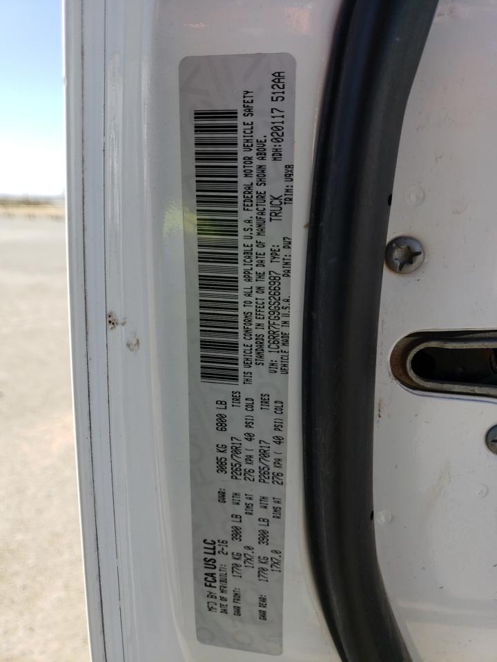 2016 RAM 1500 VIN 1C6RR7FG9GS266987 Copart auction photo, front end damage thumbnail 14