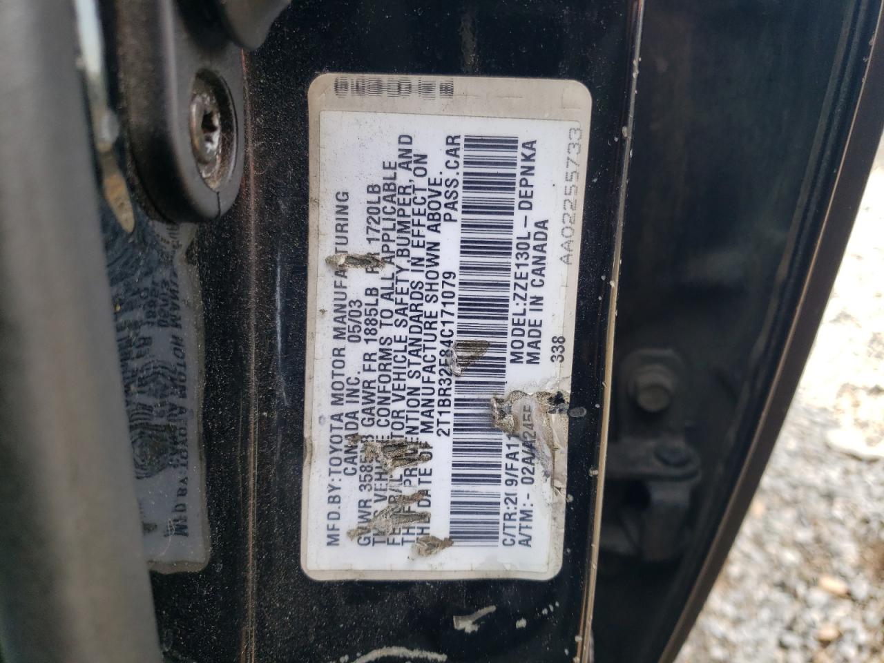 2004 Toyota Corolla VIN 2T1BR32E84C171079 Copart auction photo, front end / minor dent/scratches damage thumbnail 12