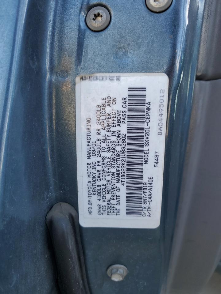 2001 Toyota Camry VIN 4T1BG22K21U832802 Copart auction photo, front end damage thumbnail 14
