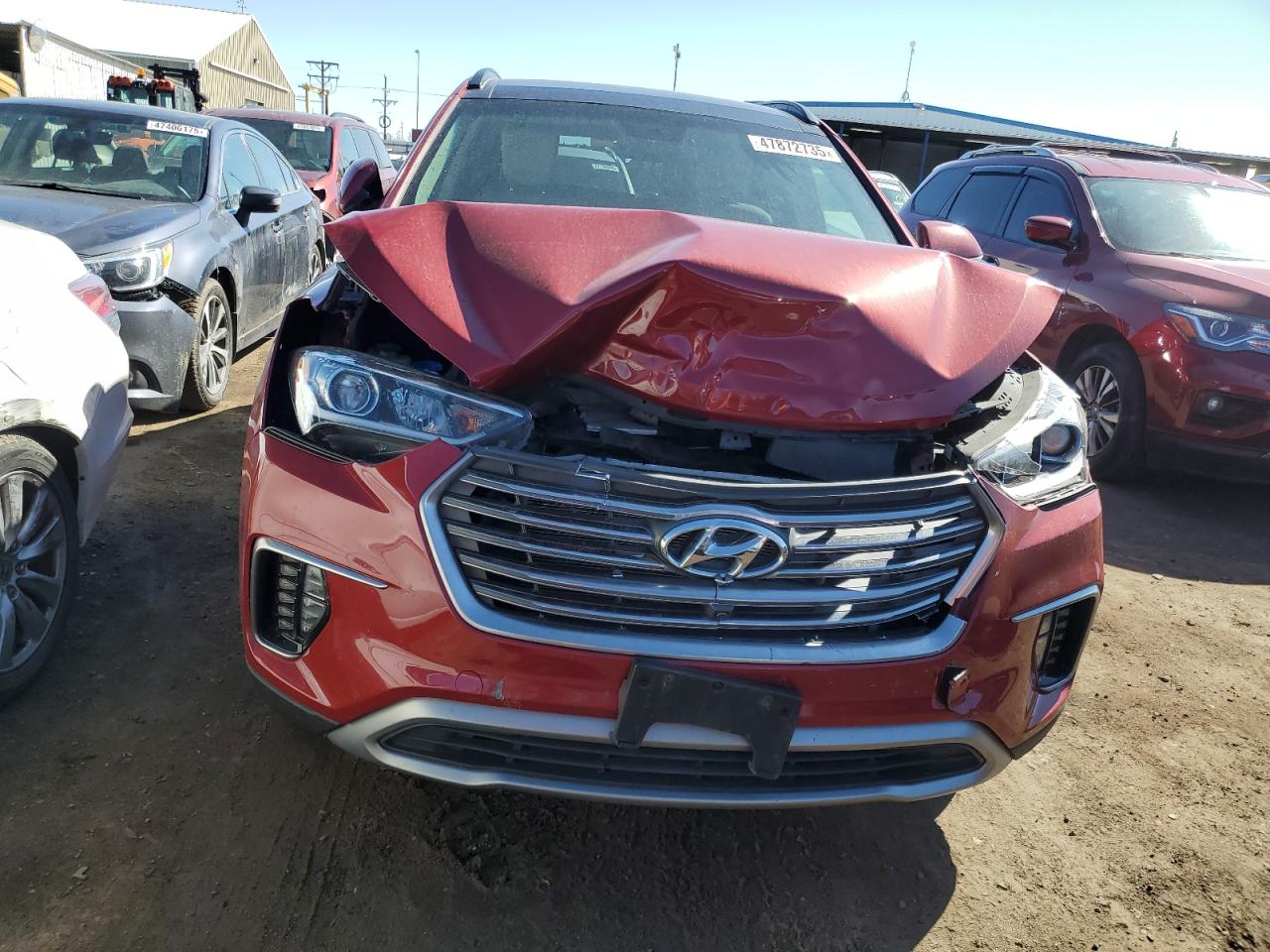 2017 Hyundai Santa Fe VIN KM8SRDHFXHU253034 Copart auction photo, front end / side damage thumbnail 5
