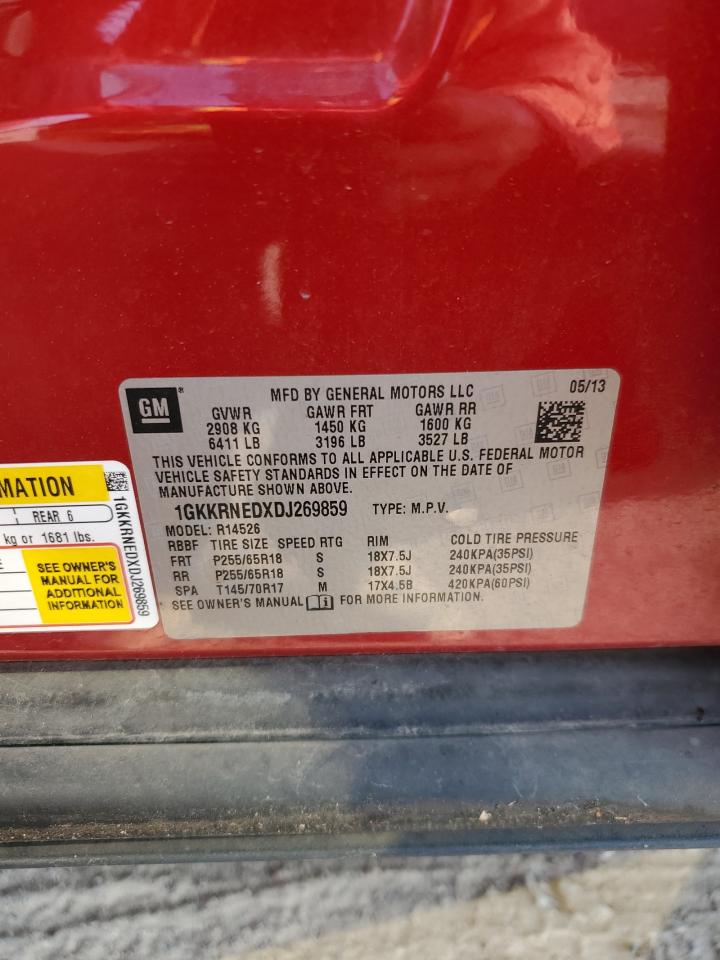 2013 GMC Acadia VIN 1GKKRNEDXDJ269859 Copart auction photo, side / hail damage thumbnail 13